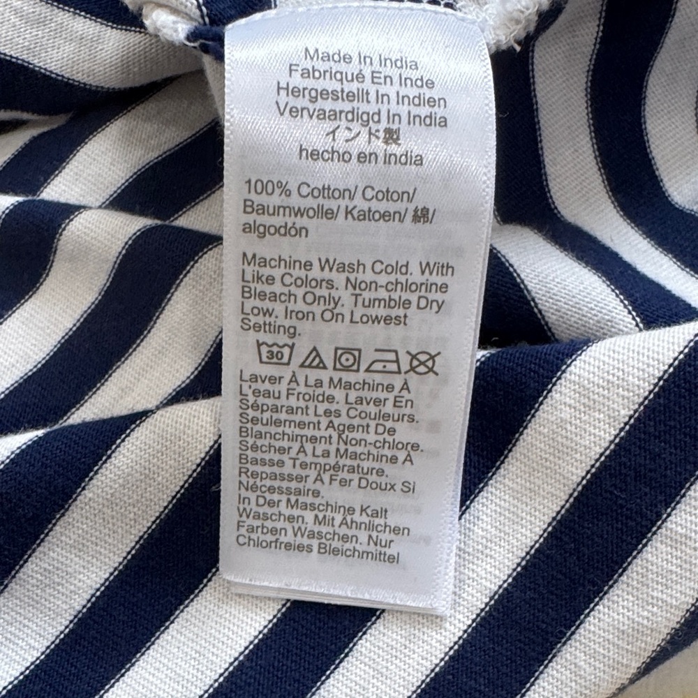 J. Crew Funnel Neck Stripped Blue and White Pullover 100% Cotton Women’s Size M - Picture 5 of 9
